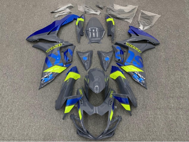 Lojas Carenagens Moto Suzuki GSXR 600 / GSXR 750 2011-2024 - Nardo Cinzento Escuro Azul Fluorescent Amarelo