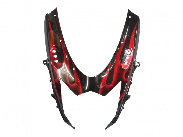 Lojas Carenagens Moto Suzuki GSXR 600 / GSXR 750 2011-2024 - Preto Brilhante Vermelho Chama