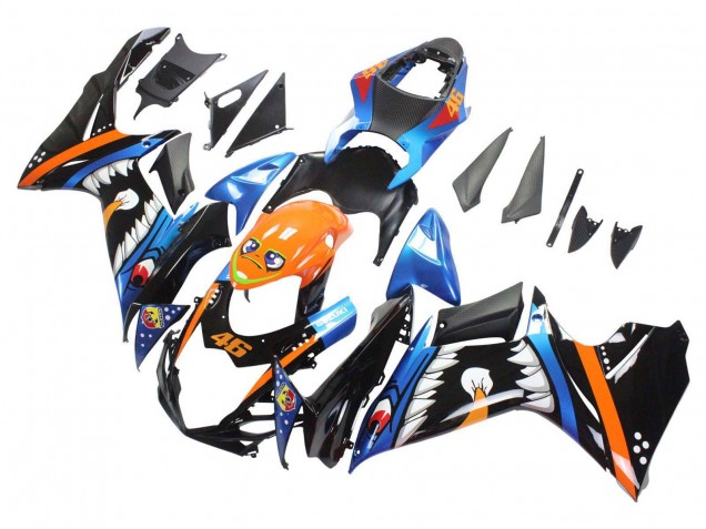 Lojas Carenagens Moto Suzuki GSXR 600 / GSXR 750 2011-2024 - Azul Claro Laranja Preto Branco Tubarão 46