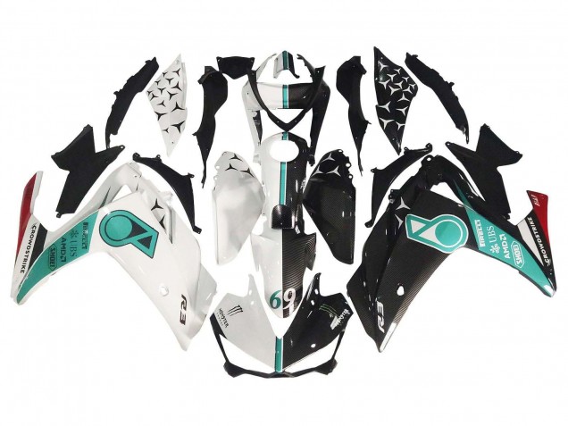 Lojas Carenagens Moto Yamaha YZF R3/R25 2015-2018 - Branco Verde Preto Brilhante