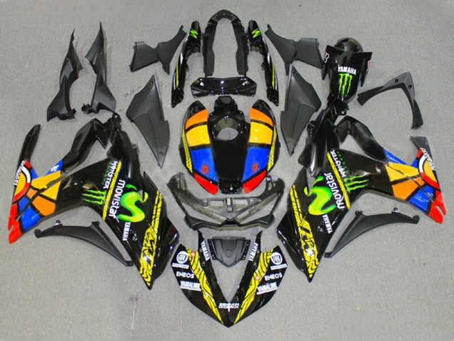 Lojas Carenagens Moto Yamaha YZF R3/R25 2015-2018 - Preto Brilhante Amarelo Branco Azul ENEOS Monstro MoviStar Roda das Cores