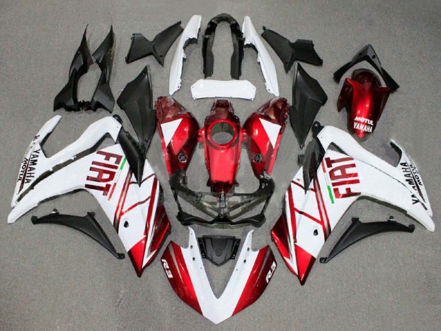 Lojas Carenagens Moto Yamaha YZF R3/R25 2015-2018 - Branco Vermelho Fiat Motul