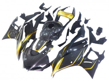 Lojas Carenagens Moto Yamaha YZF R3/R25 2019-2021 - Ouro Preto Fibra de Carbono