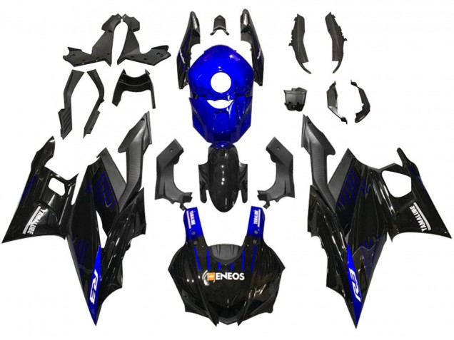 Lojas Carenagens Moto Yamaha YZF R3/R25 2019-2021 - Azul Preto Fibra de Carbono ENEOS Yamalube