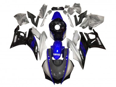 Lojas Carenagens Moto Yamaha YZF R3/R25 2019-2021 - Prata Azul Preto Fibra de Carbono Estilo