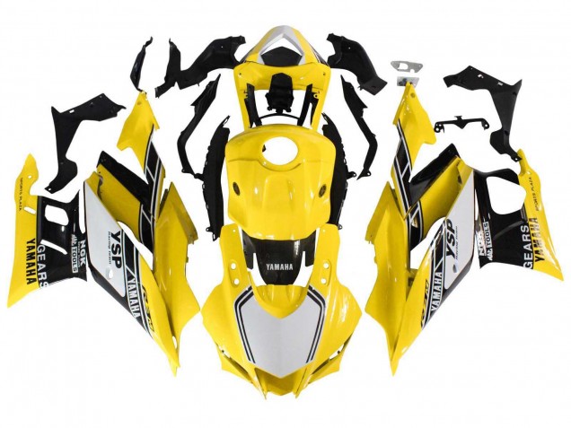 Lojas Carenagens Moto Yamaha YZF R3/R25 2019-2021 - Amarelo Branco Preto Listra
