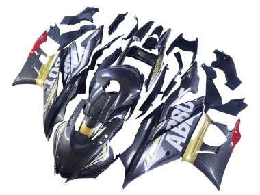 Lojas Carenagens Moto Yamaha YZF R3/R25 2022-2024 - Preto Fibra de Carbono Estilo Ouro Vermelho ABBOT