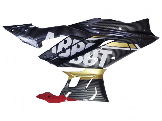 Lojas Carenagens Moto Yamaha YZF R3/R25 2022-2024 - Preto Fibra de Carbono Estilo Ouro Vermelho ABBOT