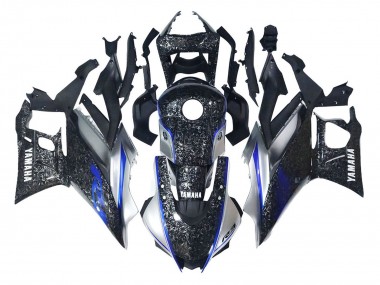 Lojas Carenagens Moto Yamaha YZF R3/R25 2022-2024 - Mármore Preto Prata Azul Forjado Fibra de Carbono Estilo