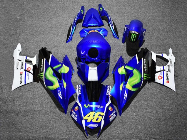 Lojas Carenagens Moto Yamaha YZF R3/R25 2022-2024 - Azul Branco Preto Verde Monstro MoviStar Yamalube ENEOS 46