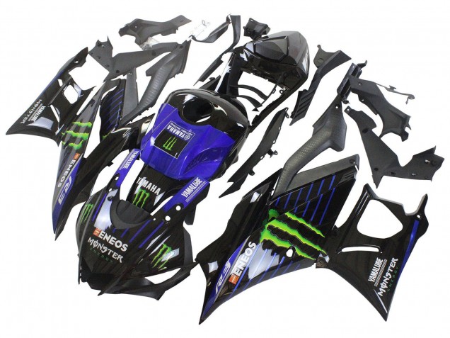 Lojas Carenagens Moto Yamaha YZF R3/R25 2022-2024 - Azul Verde Preto Monstro Yamalube ENEOS