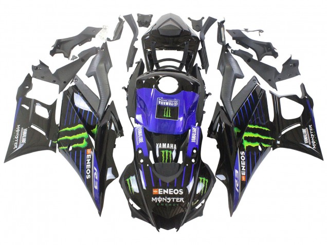 Lojas Carenagens Moto Yamaha YZF R3/R25 2022-2024 - Azul Verde Preto Monstro Yamalube ENEOS