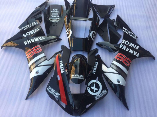 Lojas Carenagens Moto Yamaha YZF R1 2002-2003 - Preto Brilhante Branco Vermelho Yamalube ENEOS