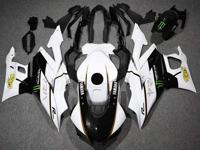 Lojas Carenagens Moto Yamaha YZF R3/R25 2022-2024 - Branco Preto Verde Monstro