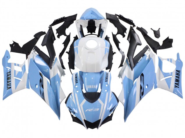 Lojas Carenagens Moto Yamaha YZF R3/R25 2022-2024 - Branco Azul Claro
