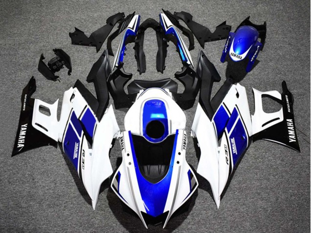 Lojas Carenagens Moto Yamaha YZF R3/R25 2022-2024 - Branco Azul Preto Brilhante Yamalube