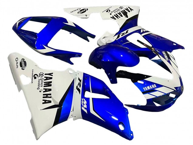 Lojas Carenagens Moto Yamaha YZF 1000 R1 1998-1999 - Branco Azul Preto