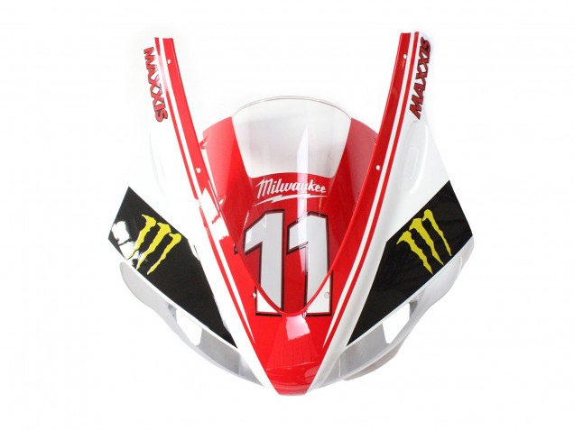 Lojas Carenagens Moto Yamaha YZF 1000 R1 1998-1999 - Vermelho Branco Preto Amarelo Monstro Milwaukee MAXXIS 11
