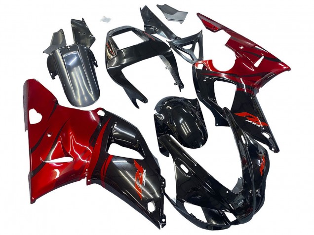 Lojas Carenagens Moto Yamaha YZF 1000 R1 1998-1999 - Preto Brilhante Vermelho