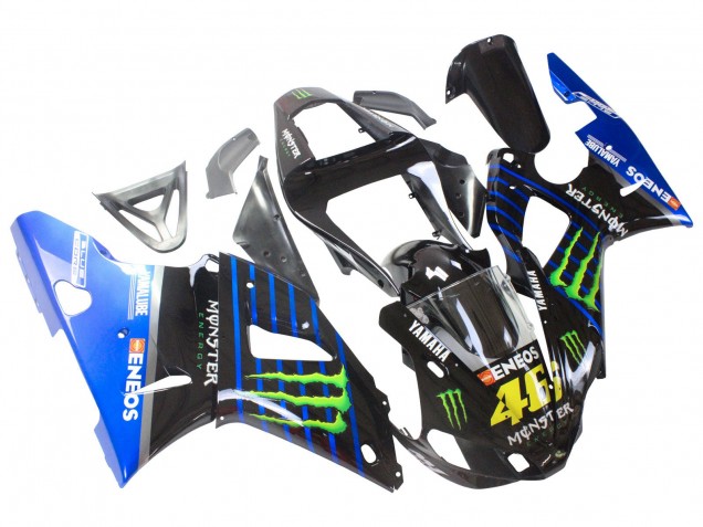 Lojas Carenagens Moto Yamaha YZF 1000 R1 2000-2001 - Azul Preto Verde Monstro Yamalube ENEOS 46
