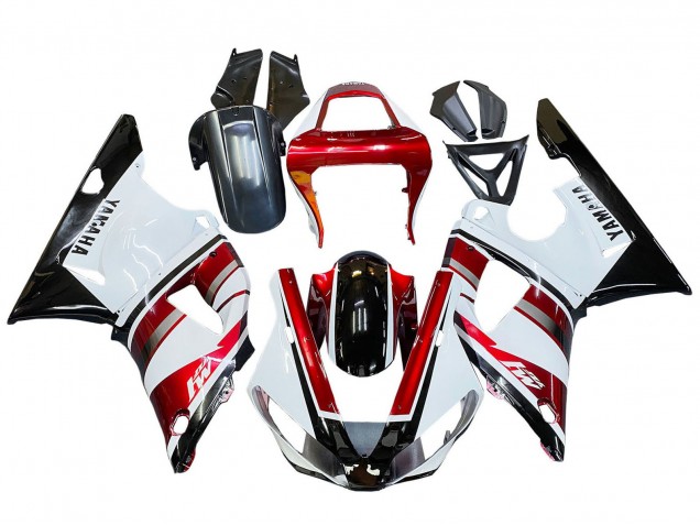 Lojas Carenagem Moto Yamaha YZF 1000 R1 2000-2001 - Vermelho Branco Preto Brilhante