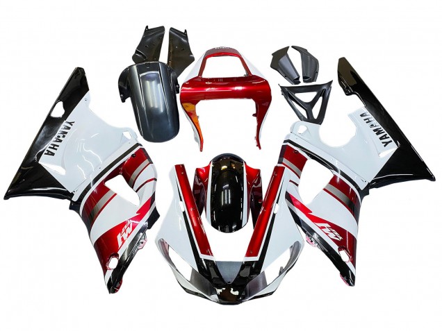 Lojas Carenagem Moto Yamaha YZF 1000 R1 2000-2001 - Vermelho Branco Preto Brilhante