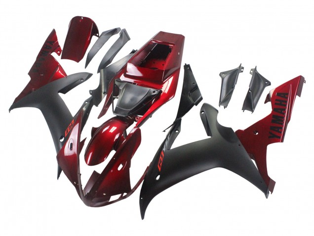 Lojas Kits Carenagem Moto Yamaha YZF 1000 R1 2002-2003 - Vermelho Preto Fosco