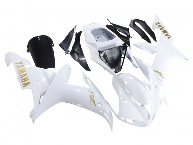 Lojas Carenagens Moto Yamaha YZF 1000 R1 2002-2003 - Branco Ouro Decalques