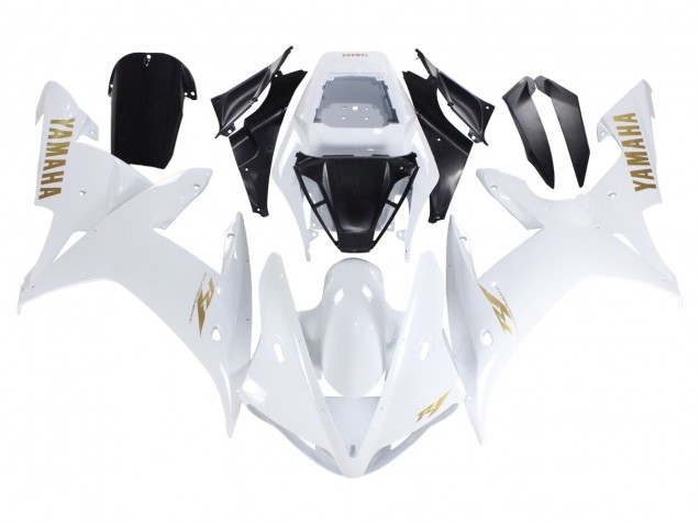 Lojas Carenagens Moto Yamaha YZF 1000 R1 2002-2003 - Branco Ouro Decalques