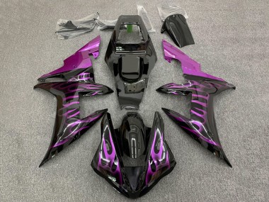Lojas Carenagens Moto Yamaha YZF 1000 R1 2002-2003 - Preto Brilhante Roxo Chama