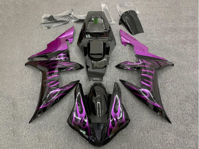 Lojas Carenagens Moto Yamaha YZF 1000 R1 2002-2003 - Preto Brilhante Roxo Chama
