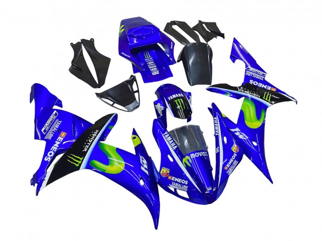 Lojas Carenagens Moto Yamaha YZF 1000 R1 2002-2003 - Azul Preto Verde MoviStar ENEOS Monstro