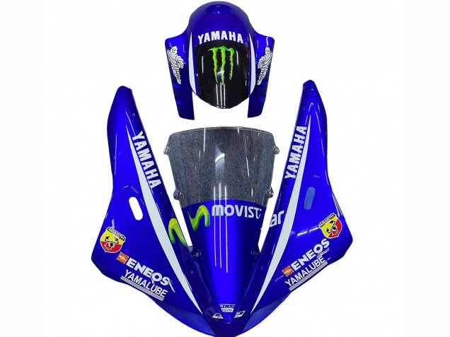 Lojas Carenagens Moto Yamaha YZF 1000 R1 2002-2003 - Azul Preto Verde MoviStar ENEOS Monstro