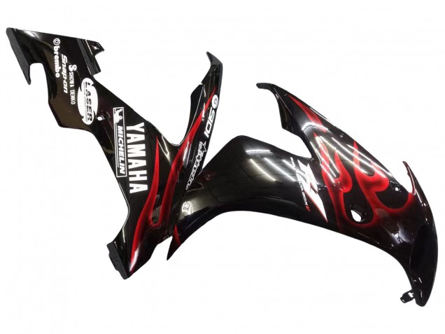Lojas Carenagens Moto Yamaha YZF 1000 R1 2004-2006 - Preto Brilhante Vermelho Chama