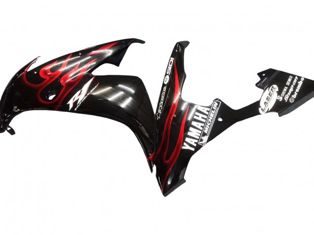 Lojas Carenagens Moto Yamaha YZF 1000 R1 2004-2006 - Preto Brilhante Vermelho Chama