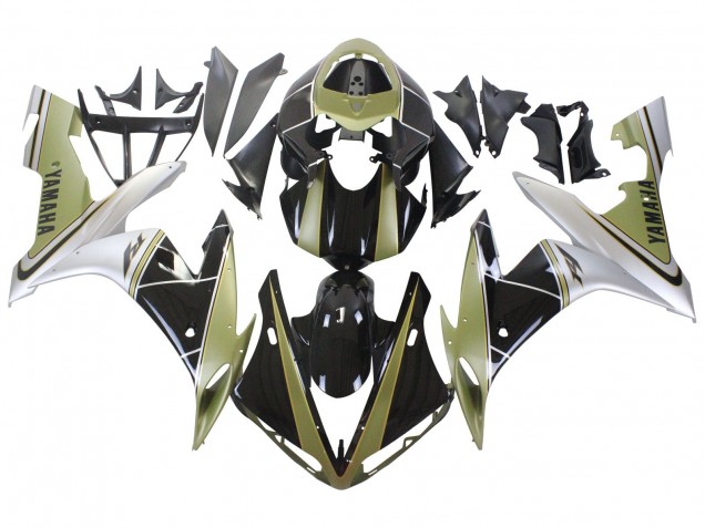 Lojas Carenagens Moto Yamaha YZF 1000 R1 2004-2006 - Ouro Claro Branco Preto Brilhante