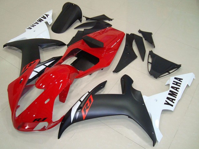 Lojas Carenagens Moto Yamaha YZF R1 2002-2003 - Vermelho Branco Preto Fosco