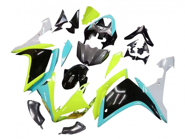 Lojas Carenagens Moto Yamaha YZF 1000 R1 2007-2008 - Azul Claro Verde Limão Preto