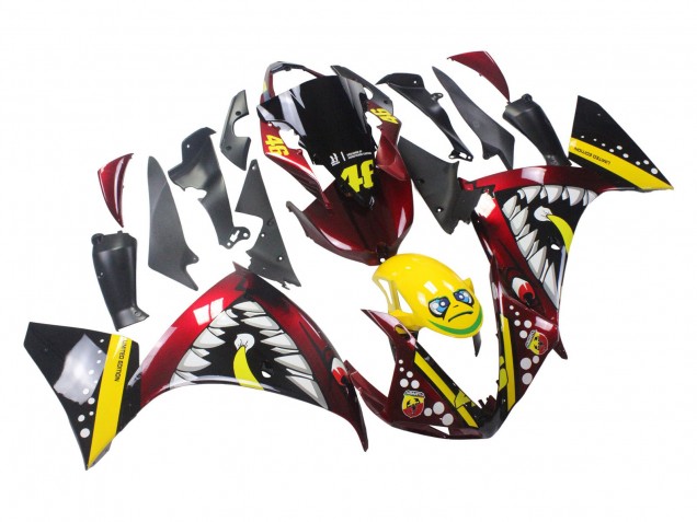 Lojas Carenagens Moto Yamaha YZF 1000 R1 2009-2011 - Vermelho Amarelo Preto Tubarão 46