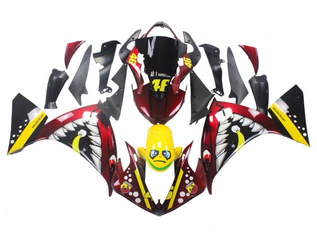Lojas Carenagens Moto Yamaha YZF 1000 R1 2009-2011 - Vermelho Amarelo Preto Tubarão 46