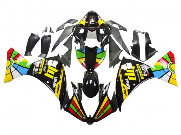 Lojas Carenagens Moto Yamaha YZF 1000 R1 2012-2014 - Preto Brilhante Amarelo Verde Azul Vermelho Roda das Cores