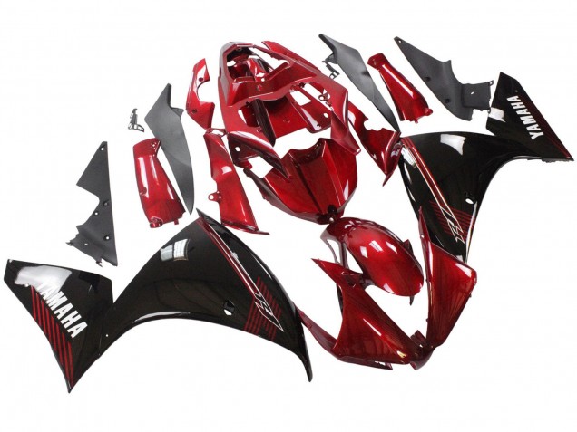 Lojas Carenagens Moto Yamaha YZF 1000 R1 2012-2014 - Vermelho Preto Brilhante