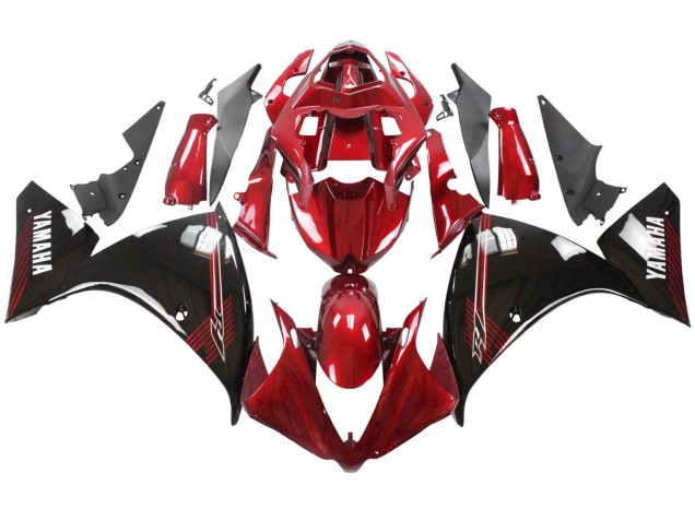 Lojas Carenagens Moto Yamaha YZF 1000 R1 2012-2014 - Vermelho Preto Brilhante