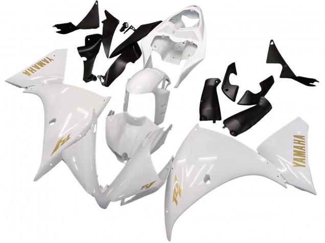 Lojas Carenagens Moto Yamaha YZF 1000 R1 2012-2014 - Branco Ouro Decalques