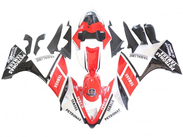 Lojas Carenagens Moto Yamaha YZF 1000 R1 2012-2014 - Branco Vermelho Preto Brilhante Petronas