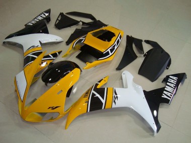 Lojas Carenagens Moto Yamaha YZF R1 2002-2003 - Amarelo Branco Preto Aniversário