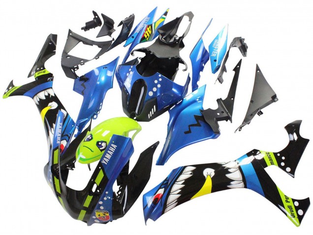 Lojas Carenagens Moto Yamaha YZF 1000 R1 2020-2025 - Azul Verde Preto Tubarão