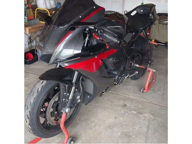 Lojas Carenagens Moto Yamaha YZF 1000 R1 2020-2025 - Preto Fibra de Carbono Vermelho