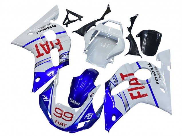 Lojas Carenagens Moto Yamaha YZF 600 R6 1998-2002 - Branco Azul Vermelho Fiat 99