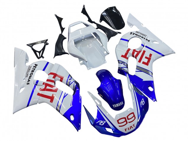 Lojas Carenagens Moto Yamaha YZF 600 R6 1998-2002 - Branco Azul Vermelho Fiat 99